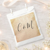 Elegant Monogram Gold Glitter Wedding Favor Bag Bedankzakje (Geknipt)