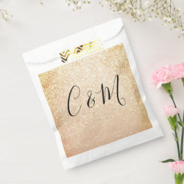Elegant Monogram Gold Glitter Wedding Favor Bag Bedankzakje