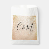 Elegant Monogram Gold Glitter Wedding Favor Bag Bedankzakje (Voorkant)