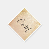 Elegant Monogram Gold Glitter Wedding Servet (Hoek)