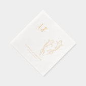 Elegant Monogram | Gold Koi Fish Wedding Folie Servetten (Rechts)