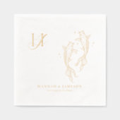 Elegant Monogram | Gold Koi Fish Wedding Folie Servetten (Voorkant)