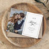 Elegant Monogram Gold Photo Wedding Bedankkaart