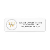 Elegant Monogram Gold Return Address Label (Voorkant)