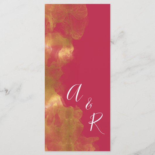 Elegant Monogram Gold Rode Roze Magenta Weddenscha Menu (Achterkant)