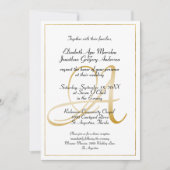 Elegant Monogram Gold Script Calligraphy Weddensch Kaart (Voorkant)