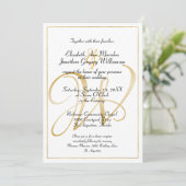 Elegant Monogram Gold Script Calligraphy Weddensch Kaart (Staand voorkant)