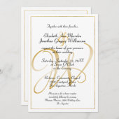 Elegant Monogram Gold Script Calligraphy Weddensch Kaart (Voorkant / Achterkant)