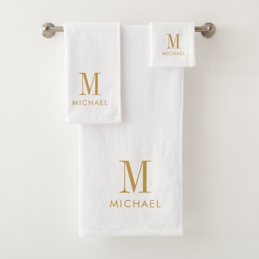 Elegant Monogram Gold Script Naam Bad Handdoek (Insitu)