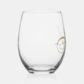 Elegant Monogram Gold Script Naam Wijnglas Zonder Voet (Rechts)
