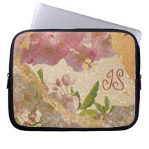 Elegant Monogram Gold Shimmer Floral Design