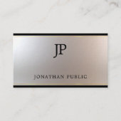 Elegant Monogram Gold Silver Sjabloon Luxe dik Visitekaartje (Voorkant)