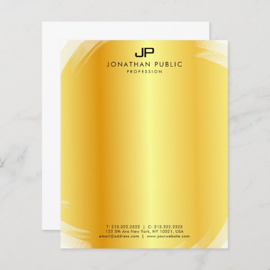 Elegant Monogram Gold Sjabloon Moderne Professiona (Voorkant / Achterkant)