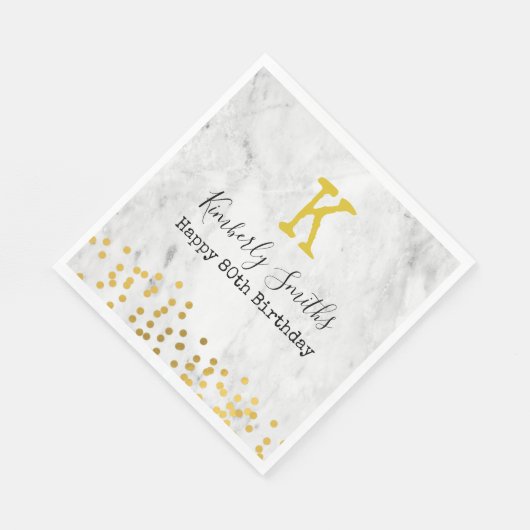 Elegant Monogram Gold stippen op 80e verjaardag ma Servet (Hoek)
