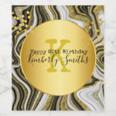 Elegant Monogram Gold stippen op 80e verjaardag ma Wijn Etiket (Enkel label)