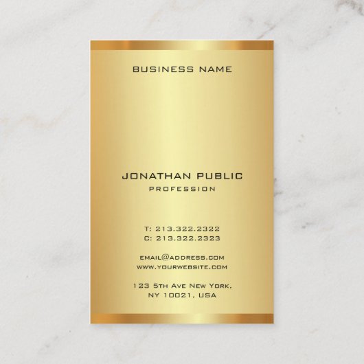 Elegant Monogram Gold Vertical Luxury Sjabloon Visitekaartje (Achterkant)