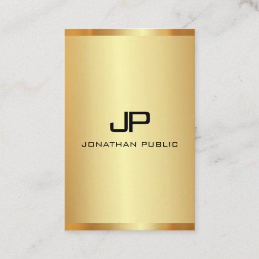 Elegant Monogram Gold Vertical Luxury Sjabloon Visitekaartje (Voorkant)