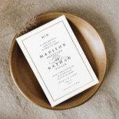 Elegant Monogram Gold Wedding Kaart