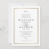 Elegant Monogram Gold Wedding Kaart (Voorkant)
