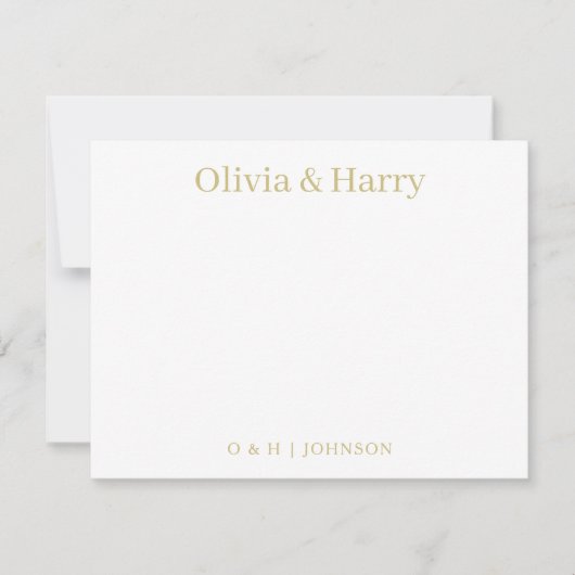 Elegant Monogram Gold White Wedding Note Card Notitiekaartje (Voorkant)