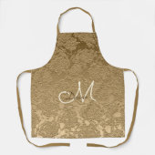 Elegant Monogram Goud Bloemen Koken Schort (Voorkant)