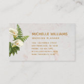 Elegant Monogram Goud Calla Lelies Wit Marmer Visitekaartje (Achterkant)