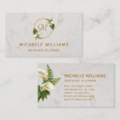 Elegant Monogram Goud Calla Lelies Wit Marmer Visitekaartje (Voorkant / Achterkant)