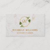 Elegant Monogram Goud Calla Lelies Wit Marmer Visitekaartje (Voorkant)