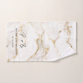 Elegant Monogram Goud Effect Marmeren Huwelijkstaa Handdoek (Handdoek)