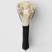 Elegant Monogram Goud en Ivoor Monstera Leaf Golfheadcover (Voorkant)