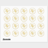 Elegant Monogram Goud en Witte Bruiloft Sticker (Vel)