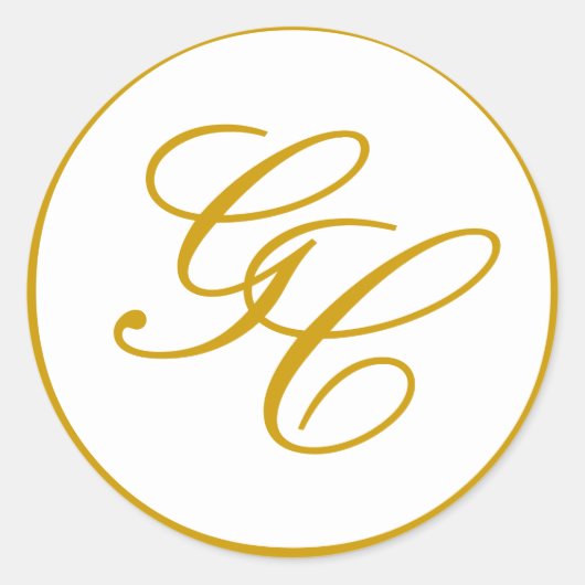 Elegant Monogram Goud en Witte Bruiloft Sticker (Voorkant)