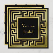 Elegant Monogram Goud Glitter Art Deco Zwart Kaart (Voorkant / Achterkant)