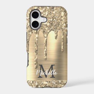 Elegant Monogram Goud Glitter Druppels Goud Metaal