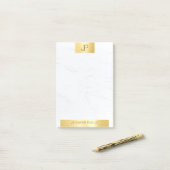 Elegant Monogram Goud Marmer Moderne Sjabloon Post-it® Notes (Op bureau)