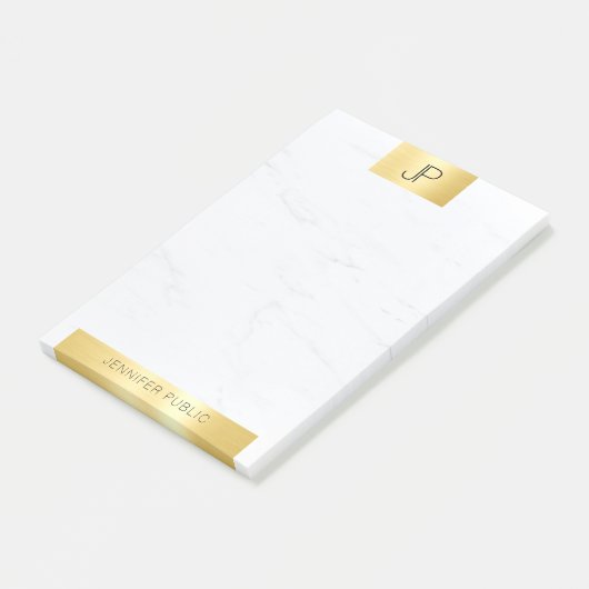 Elegant Monogram Goud Marmer Moderne Sjabloon Post-it® Notes (Schuin)