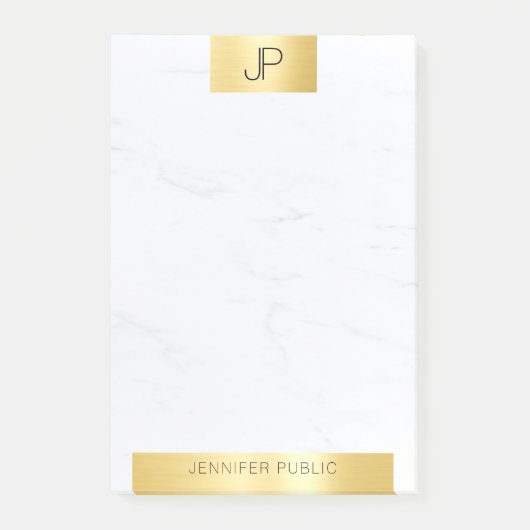 Elegant Monogram Goud Marmer Moderne Sjabloon Post-it® Notes (Voorkant)