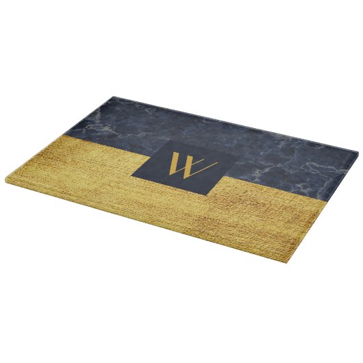 Elegant monogram goud marmer snijplank (Hoek)