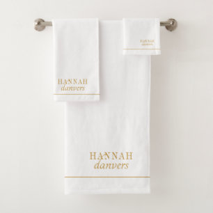 Elegant Monogram Goud Naam Wit Bad Handdoek