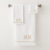 Elegant Monogram Goud Naam Wit Bad Handdoek (Insitu)