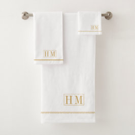 Elegant Monogram Goud Naam Wit Bad Handdoek