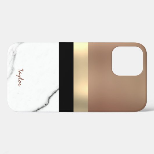 Elegant monogram goud & roos goudmarmer Case-Mate iPhone case (Achterkant (horizontaal))