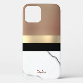 Elegant monogram goud & roos goudmarmer Case-Mate iPhone case (Achterkant)