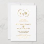 Elegant Monogram Goud Script Modern Bruiloft Kaart (Voorkant)