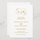 Elegant Monogram Goud Script Modern Bruiloft Kaart (Voorkant / Achterkant)