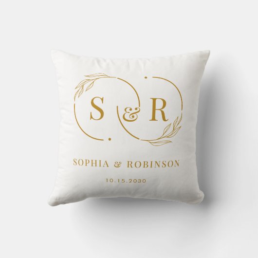 Elegant Monogram Goud Script Modern huwelijksgesch Kussen (Achterkant)