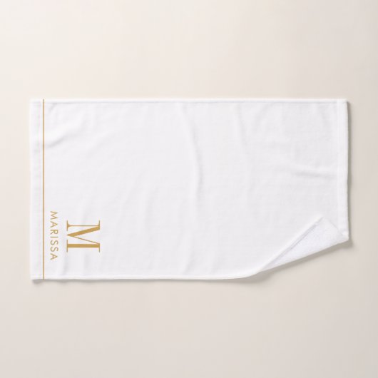 Elegant Monogram Goud Script Naam Wit Bad Handdoek (Handdoek)