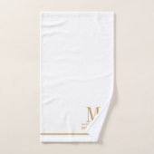 Elegant Monogram Goud Script Naam Wit Bad Handdoek (Handdoek)