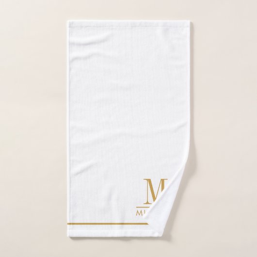 Elegant Monogram Goud Script Naam Wit Bad Handdoek (Handdoek)