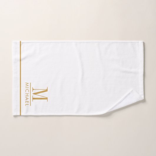 Elegant Monogram Goud Script Naam Wit Bad Handdoek (Handdoek)